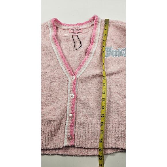 NWOT Juicy Couture Varsity Knit plush Crop Lifestyle Cardigan cozy y2k sweater S - Picture 7 of 8